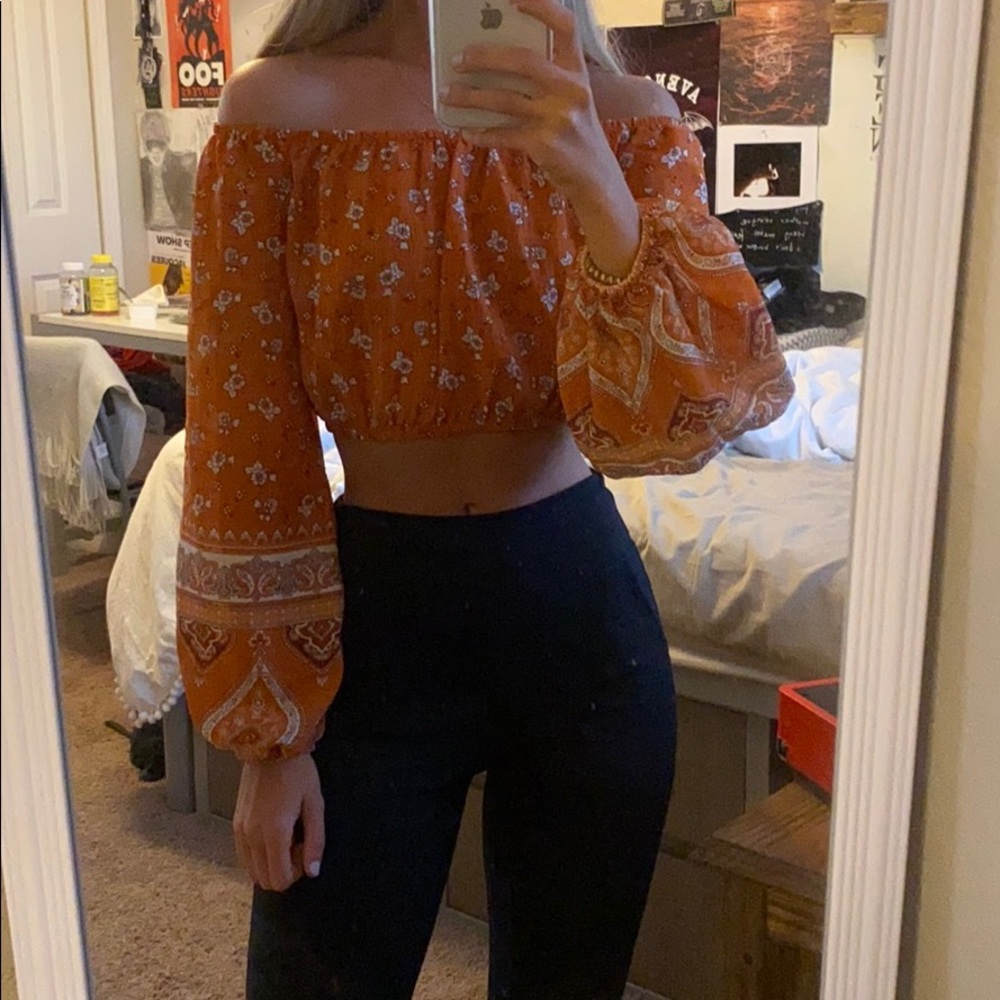 Orange Bandana Print top!